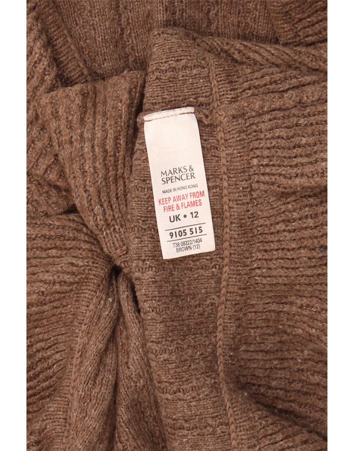 Marks & Spencer Γυναικεία ζακέτα πουλόβερ UK 12 μεσαίο καφέ βαμβακερό