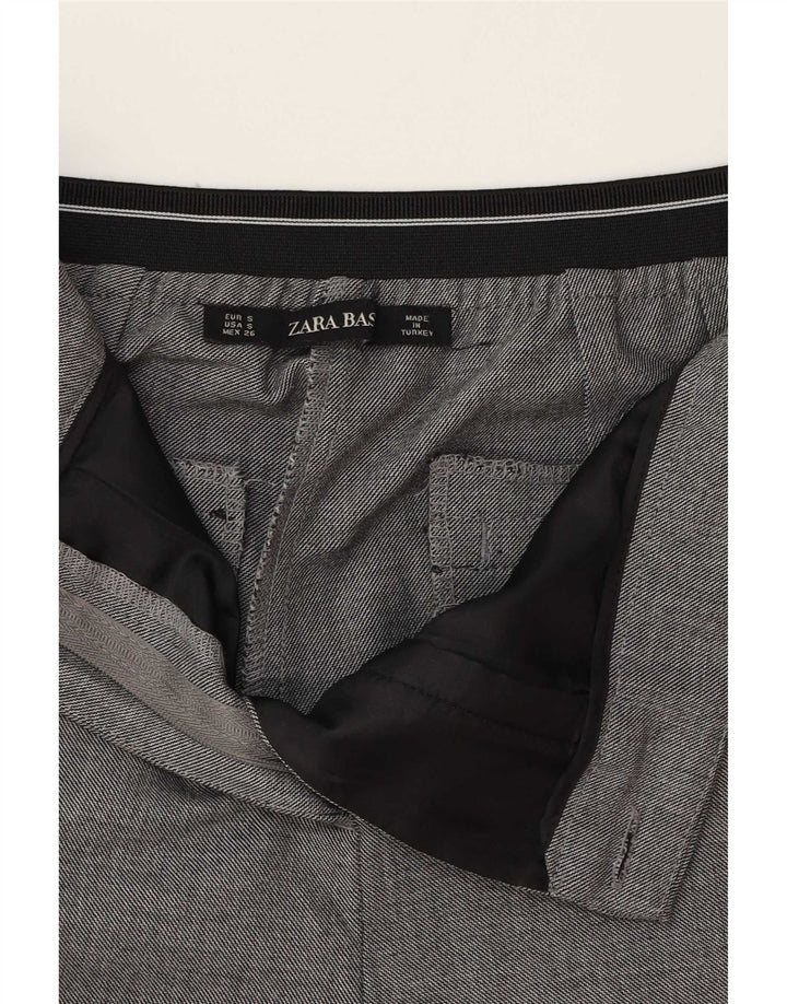 Zara Γυναικείο Slim παντελόνι Chino Μικρό W26 L27 Γκρι ριγέ πολυεστέρα