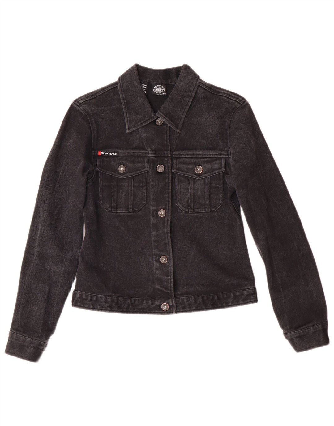 Dkny Γυναικείο Petite Denim Τζιν Μπουφάν UK 6 XS Black Cotton Classic