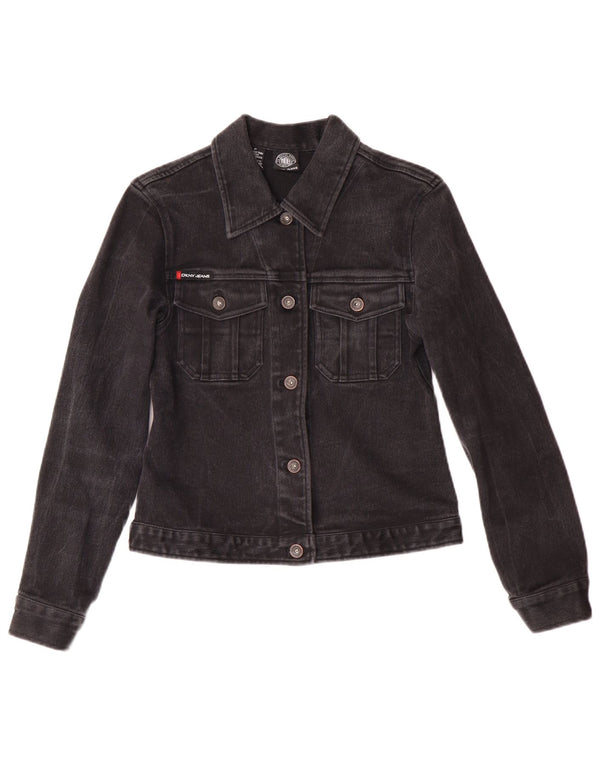 Dkny Γυναικείο Petite Denim Τζιν Μπουφάν UK 6 XS Black Cotton Classic