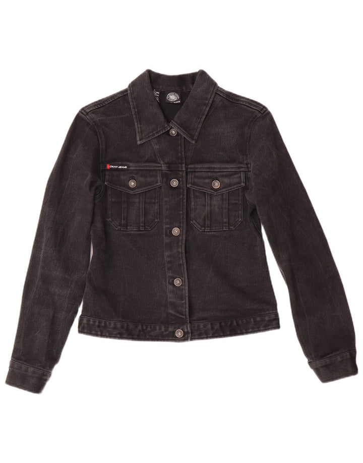 Dkny Γυναικείο Petite Denim Τζιν Μπουφάν UK 6 XS Black Cotton Classic