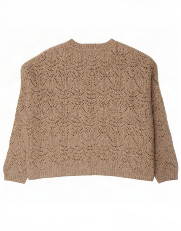 Marks & Spencer Womens See Through Boat Neck Jumper πουλόβερ UK 18 XL Beige
