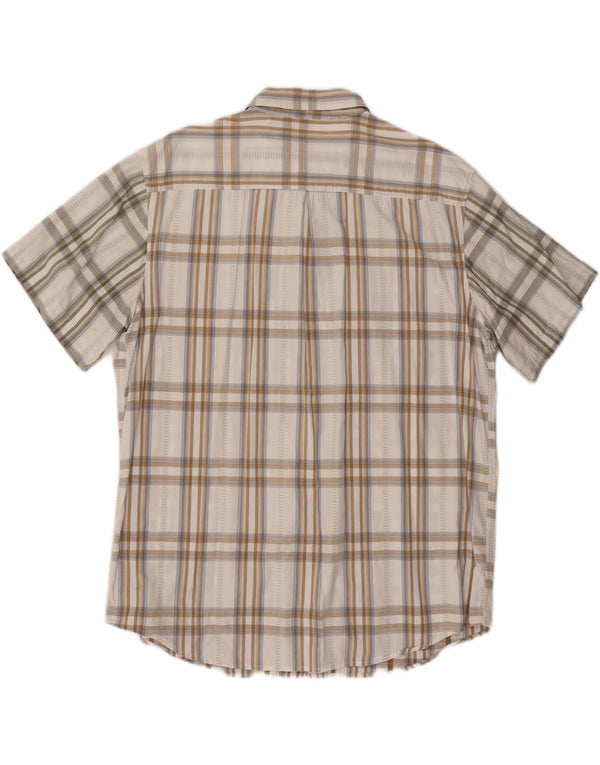 WRANGLER Mens Short Sleeve Shirt 2XL White Check Cotton