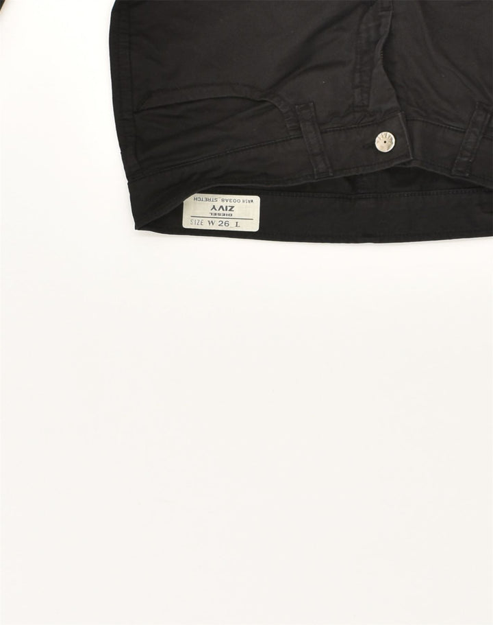 DIESEL Womens Zivy Straight Casual Trousers W26 L29 Black Cotton | Vintage Diesel | Thrift | Second-Hand Diesel | Used Clothing | Messina Hembry 
