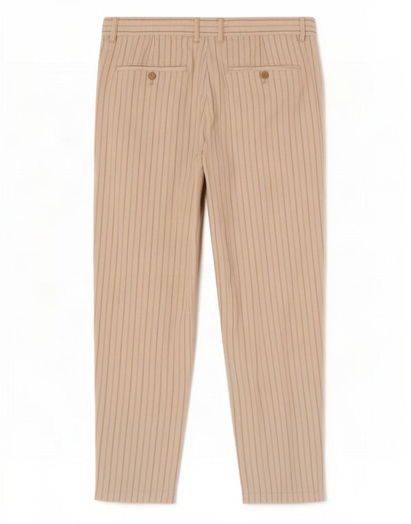 Zara Ανδρικό παντελόνι Chino Crop EU 40 Medium W31 L26 Off White ριγέ