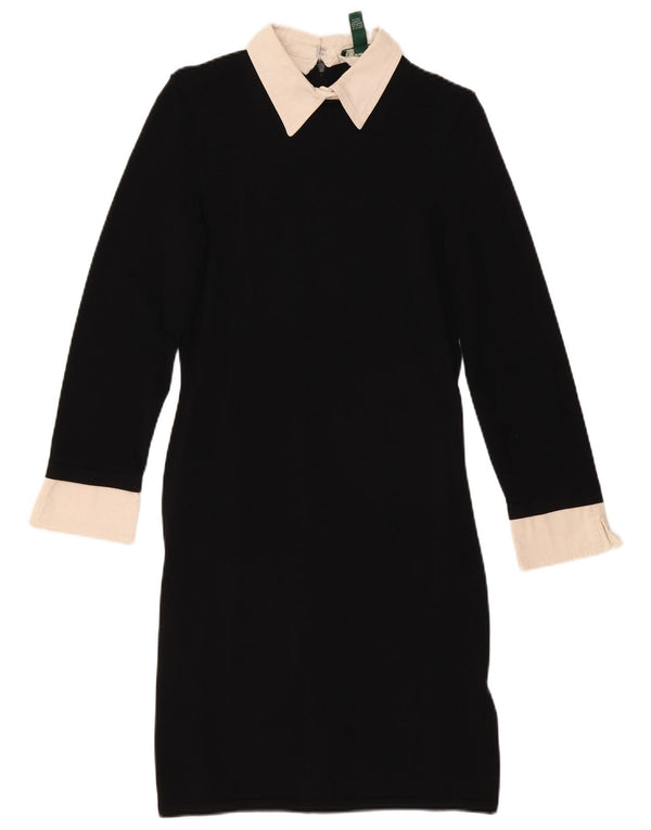 Ralph Lauren Womens Long Sleeve Polo Dress UK 12 Medium Black Colourblock