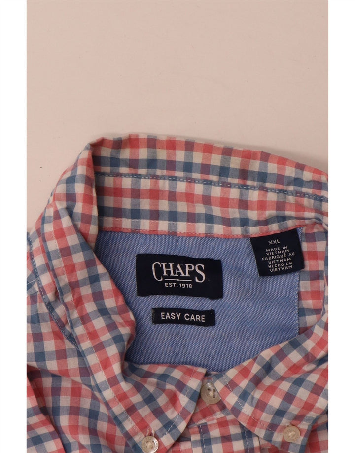 Chaps Mens Easy Care κοντομάνικο πουκάμισο 2XL ροζ βαμβακερό Gingham