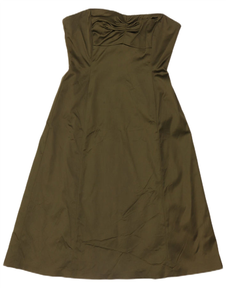 Coast Γυναικείο Στράπλες Φόρεμα UK 12 Medium Khaki Acetate