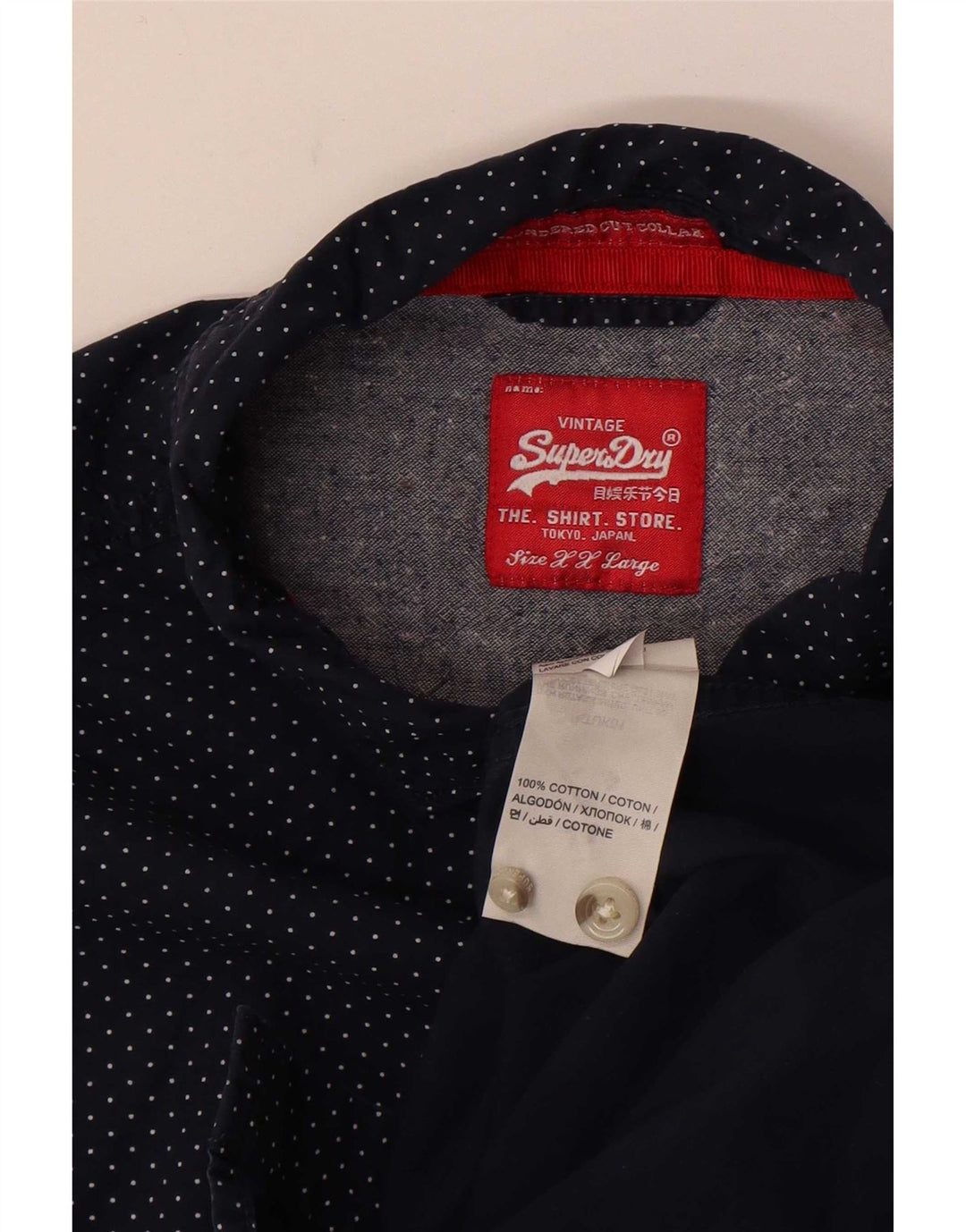 Ανδρικό πουκάμισο Superdry 2XL Navy Blue πουά βαμβακερό