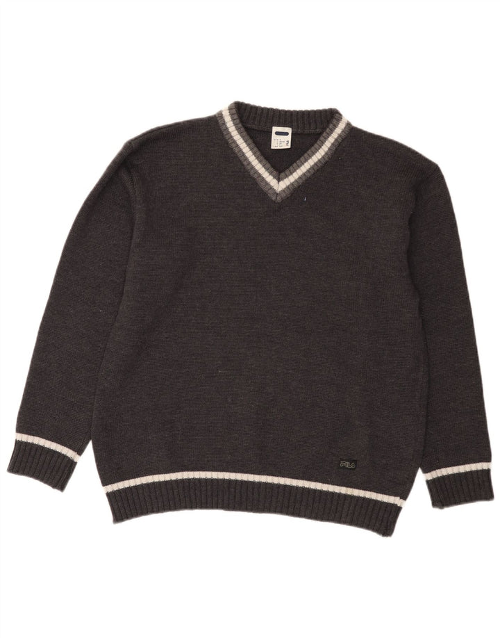 Ανδρικό πουλόβερ Fila με V λαιμόκοψη Μικρό Γκρι