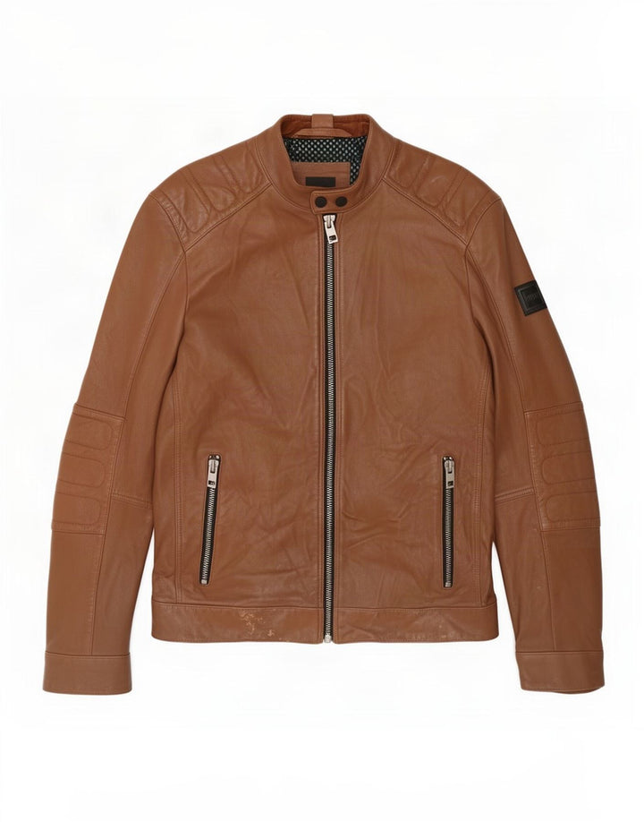 Ανδρικό δερμάτινο Biker Jacket Hugo Boss UK 36 Small Brown