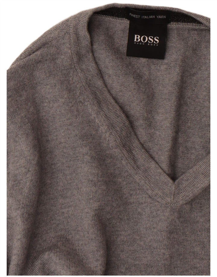 Γυναικείο πουλόβερ HUGO BOSS με V λαιμόκοψη UK 10 Small Grey