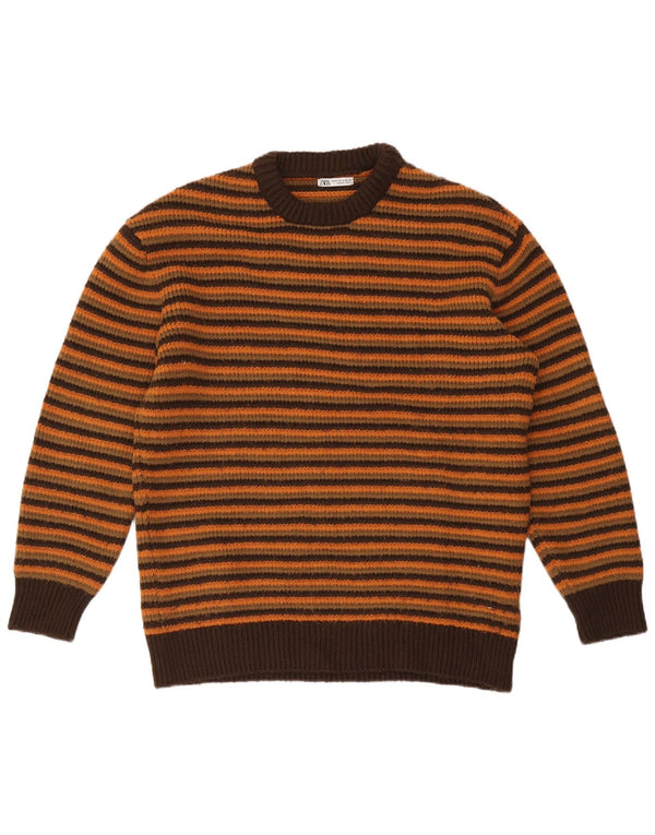 Ανδρικό πουλόβερ Zara Crew Neck Jumper XL Καφέ ριγέ