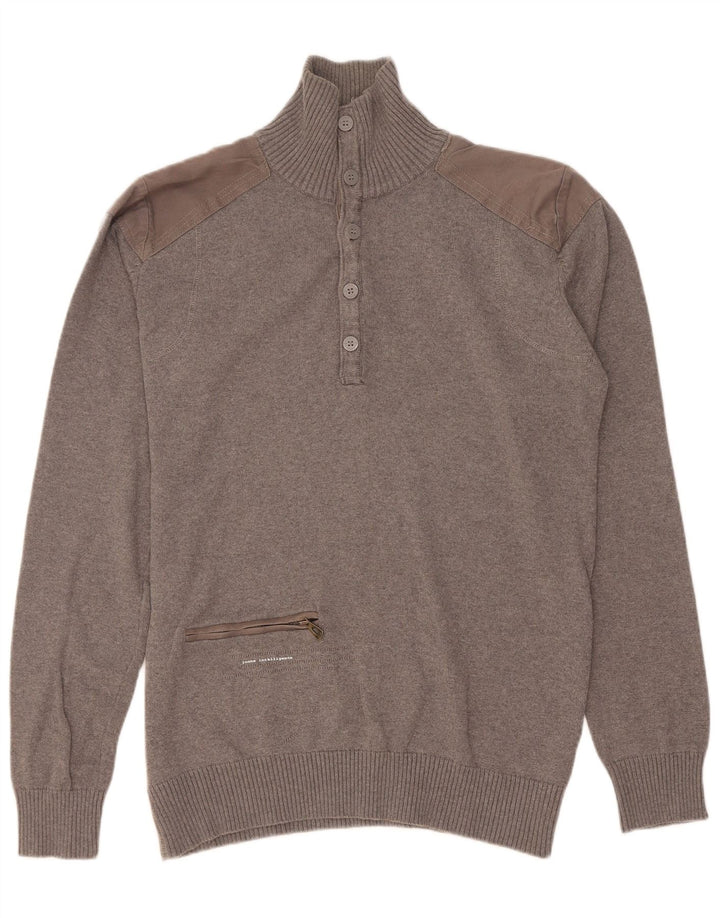 Ανδρικό πουλόβερ με κουμπιά Jack & Jones με μεσαίο γκρι