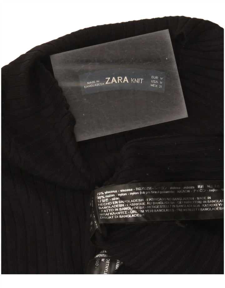Zara Γυναικείο Jumper Φόρεμα UK 12 Medium Black Viscose