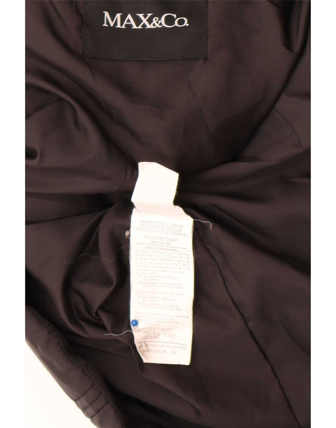 Max & Co. Γυναικείο καπιτονέ πανωφόρι UK 14 Medium Black Polyester