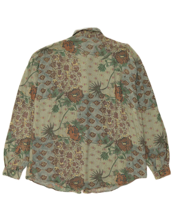 BENETTON Γυναικείο πουκάμισο UK 18 XL Πράσινη φλοράλ βισκόζη