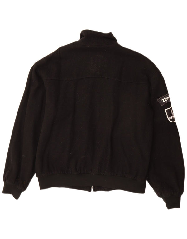 Vintage Ανδρικό Bomber Jacket UK 40 Large Black Wool