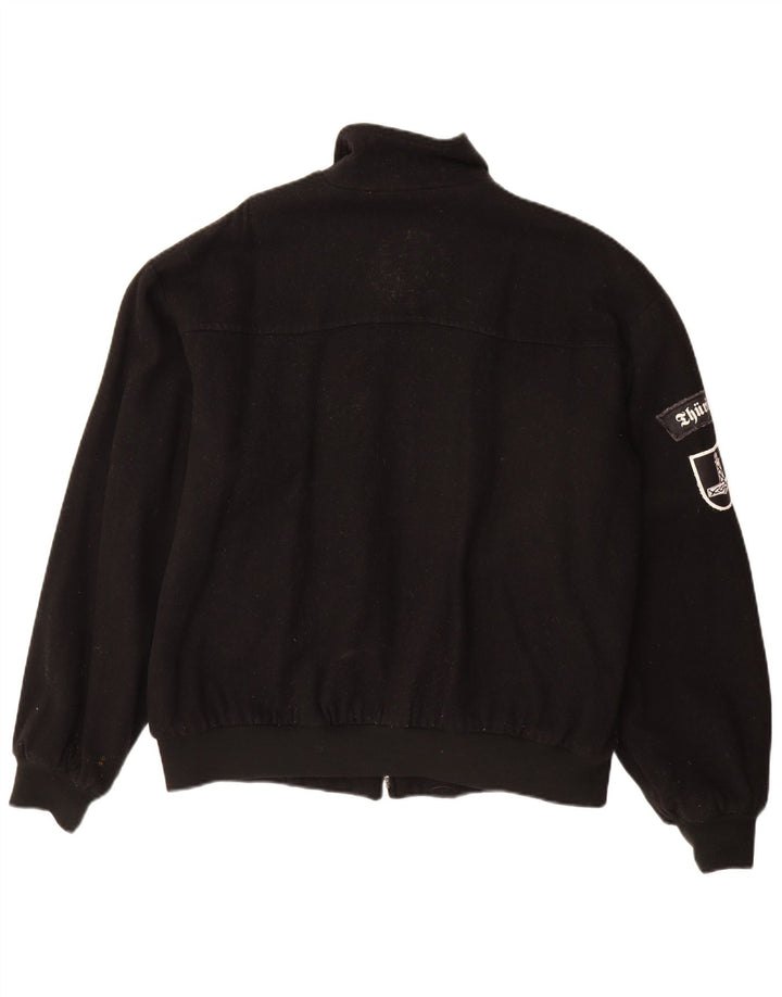 Vintage Ανδρικό Bomber Jacket UK 40 Large Black Wool