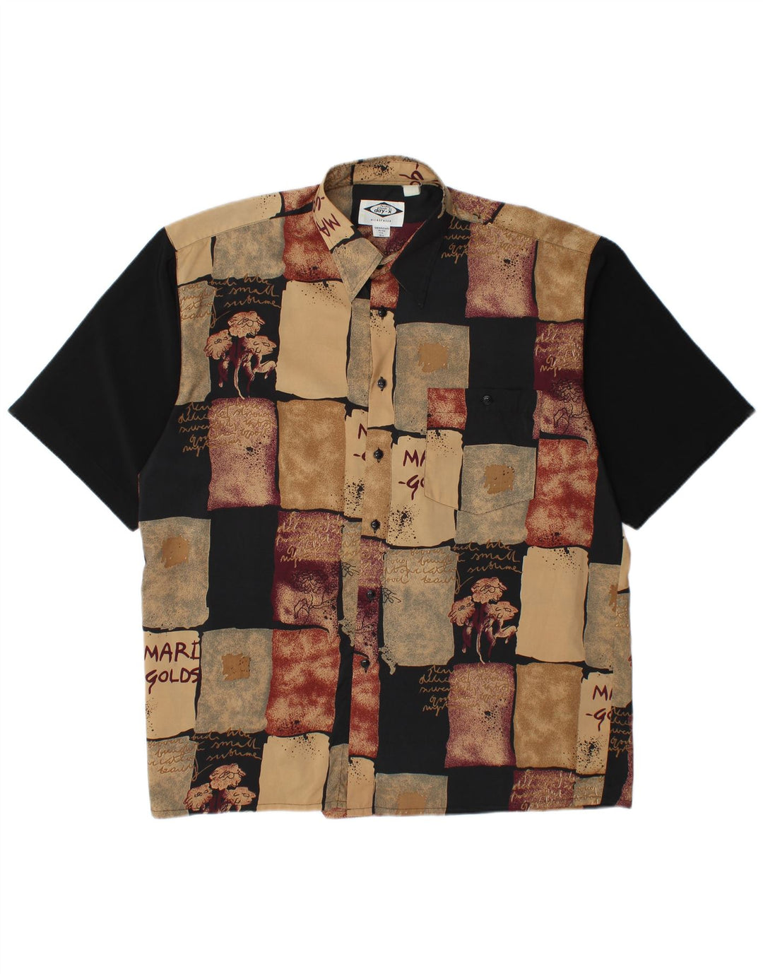 Ανδρικό κοντομάνικο πουκάμισο DAY-X 15 1/2 Medium Beige Patchwork Πολυεστέρας