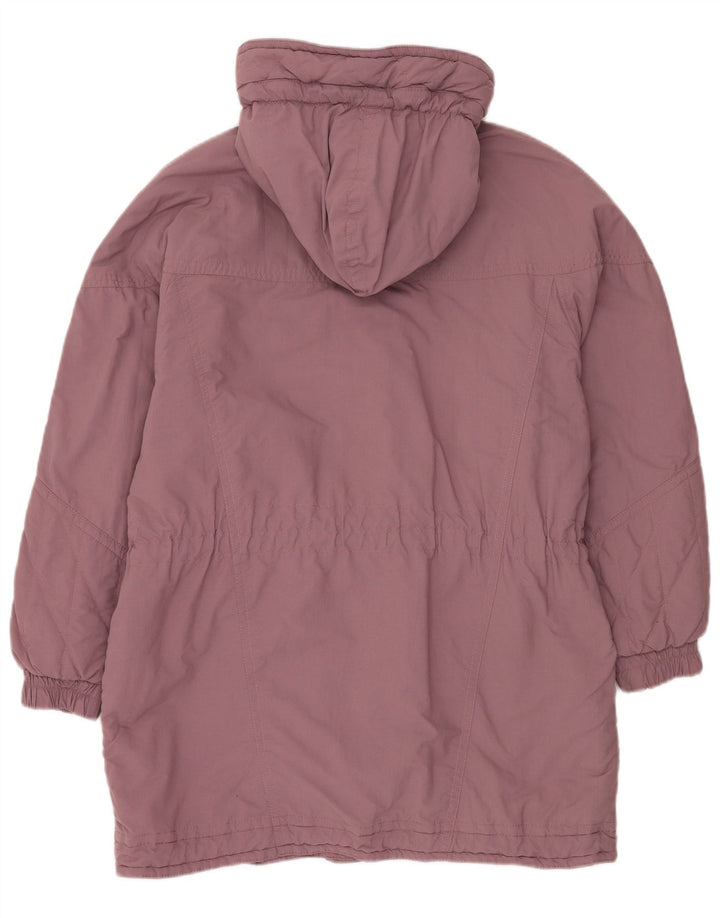 VINTAGE Γυναικείο παλτό αντιανεμικό με κουκούλα EU 42 Μεγάλο Μωβ Πολυεστέρας