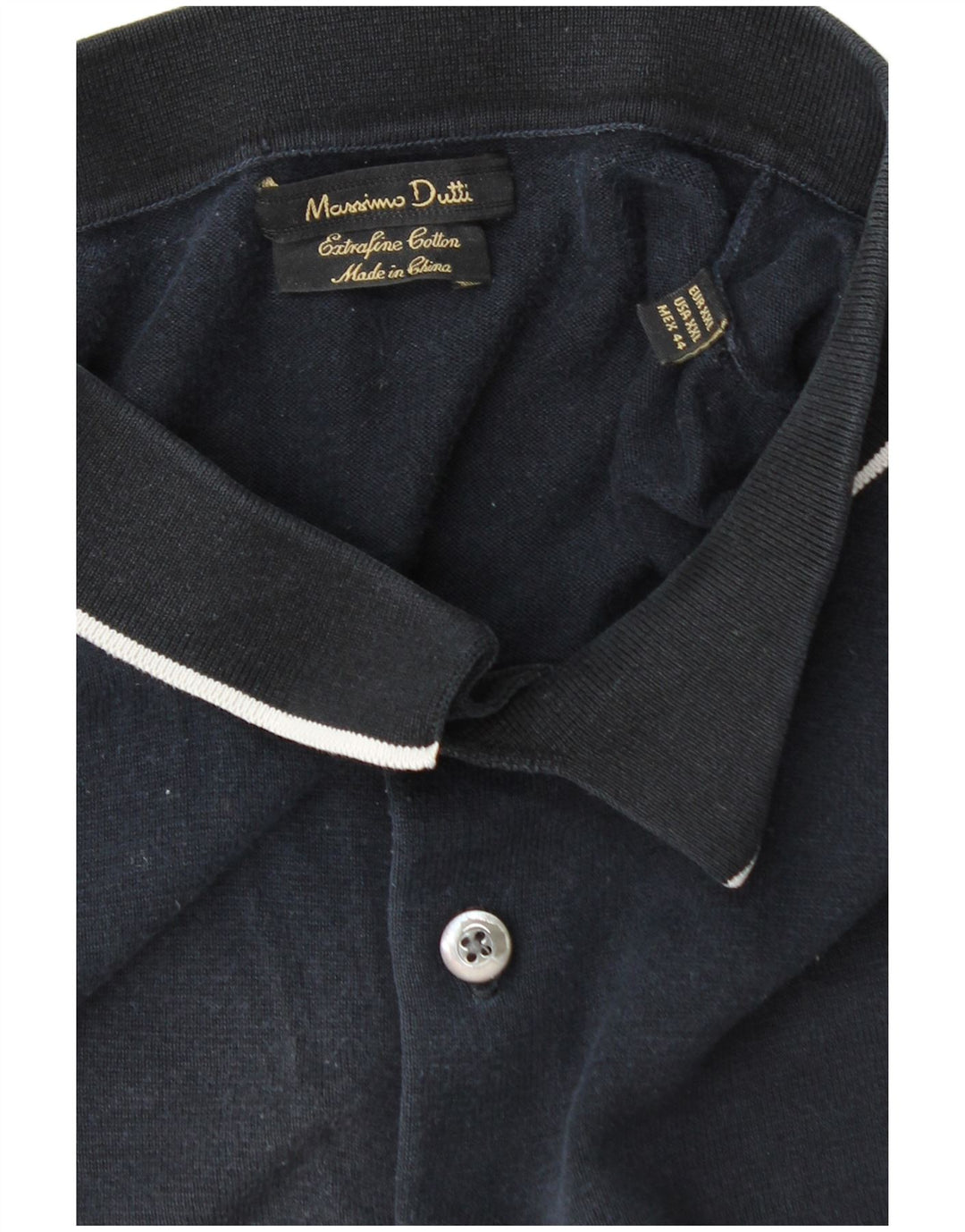 Ανδρικό μπλουζάκι πόλο Massimo Dutti 2XL Navy Blue Cotton