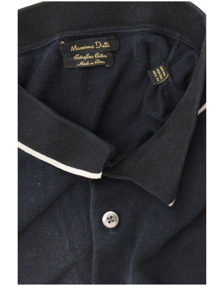 Ανδρικό μπλουζάκι πόλο Massimo Dutti 2XL Navy Blue Cotton