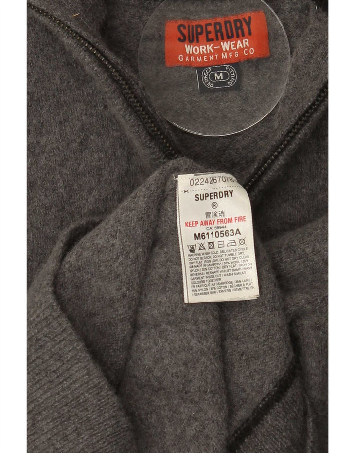 Γυναικείο πουλόβερ με φερμουάρ Superdry UK 12 μεσαίο γκρι μαλλί