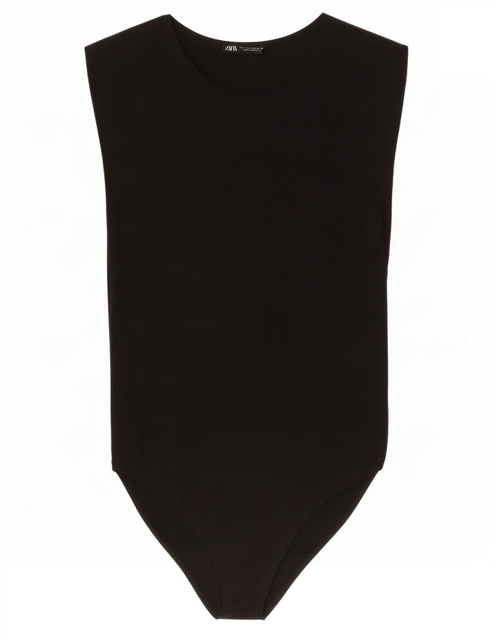 Zara γυναικείο αμάνικο κορμάκι UK 14 Large Black Polyamide