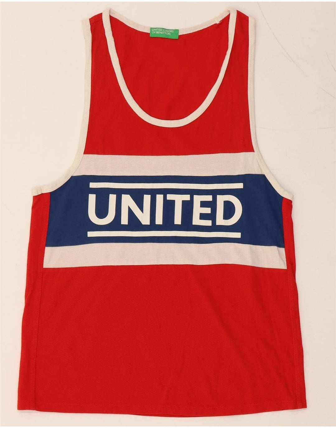 BENETTON Ανδρικό γραφικό γιλέκο XS Κόκκινο βαμβακερό