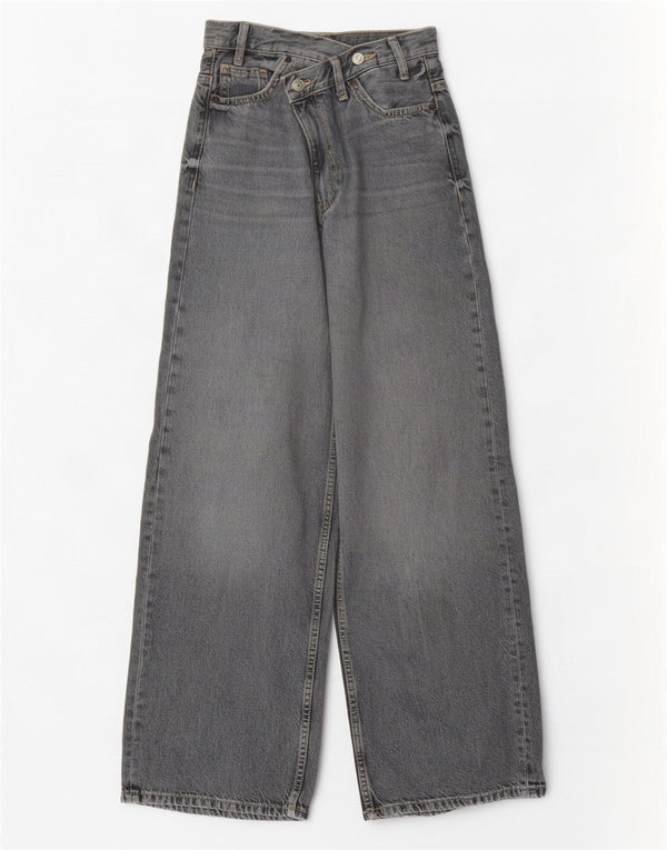 Zara γυναικείο τζιν ψηλόμεσο φαρδύ πόδι EU 34 2XS W24 L31 Γκρι βαμβακερό