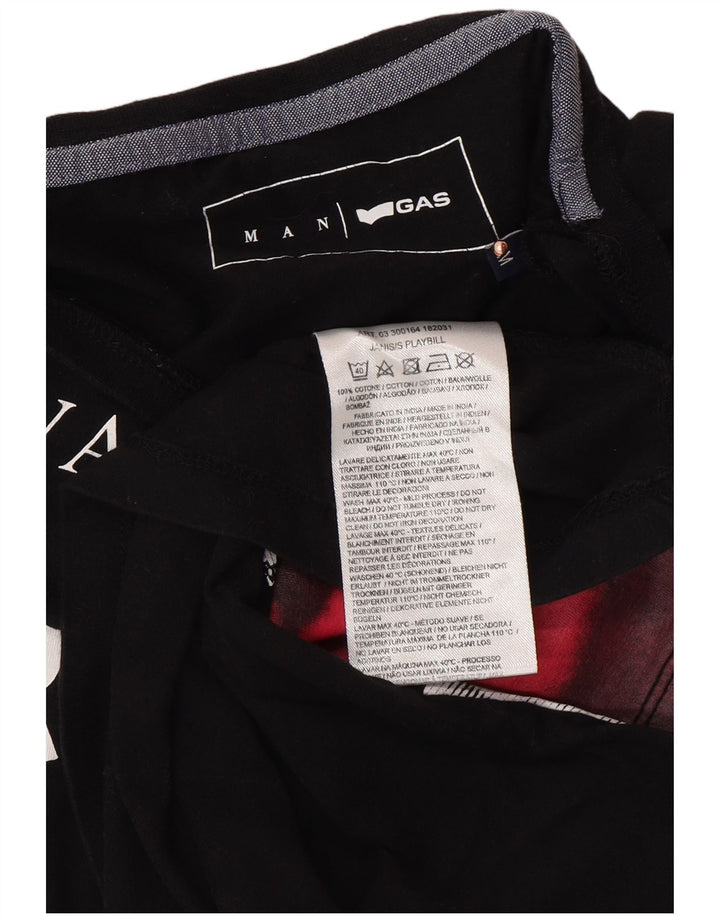 Ανδρικό γραφικό T-Shirt GAS Top Μεσαίο μαύρο βαμβακερό