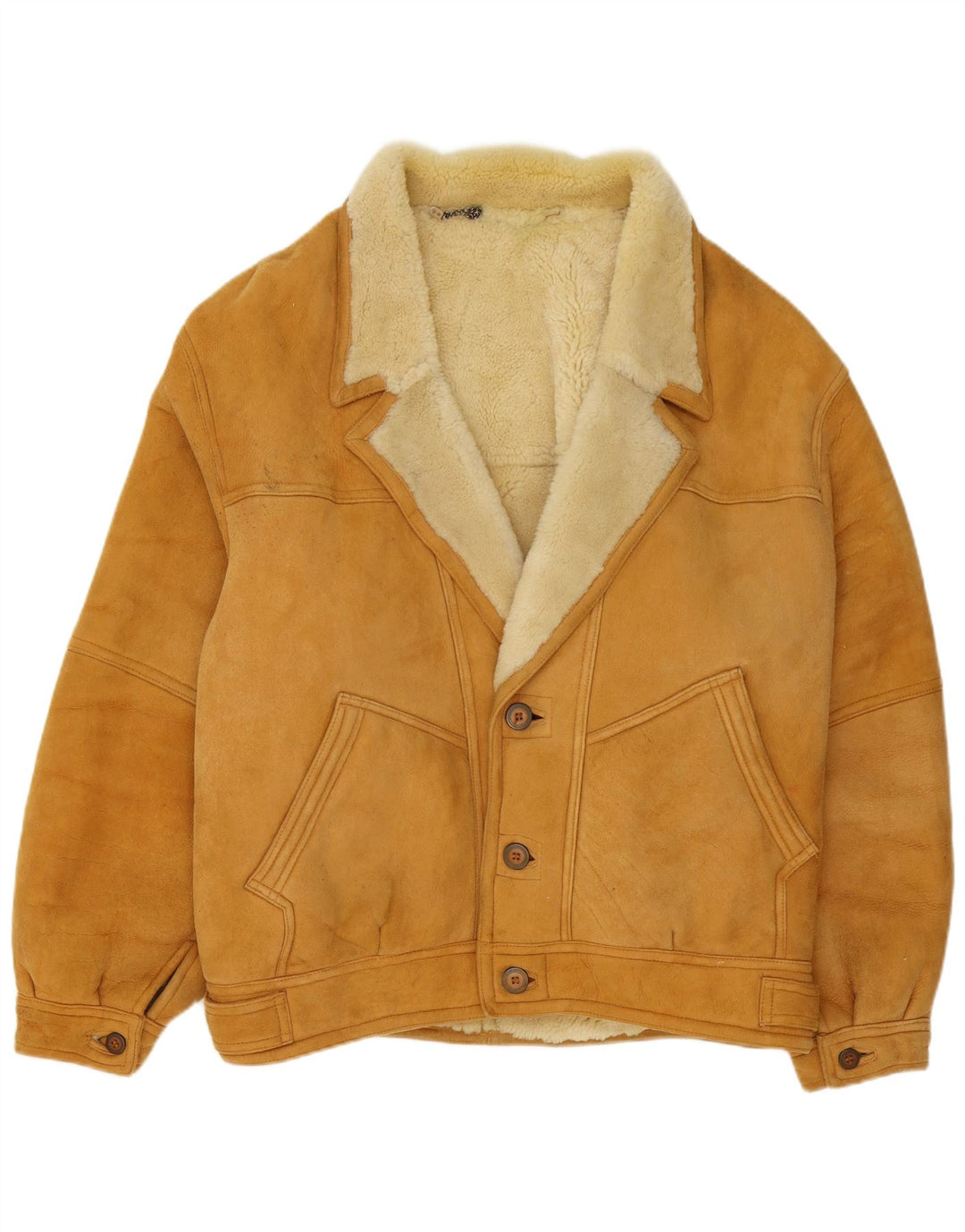 Vintage Ανδρικό Shearling Jacket IT 54 2XL Καφέ Δερμάτινο