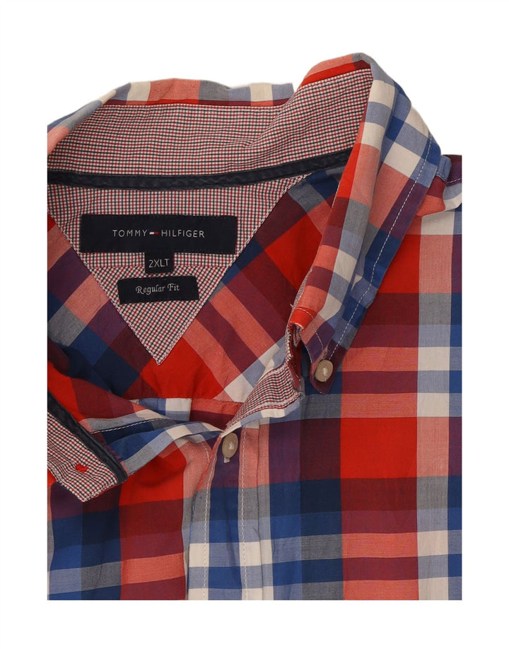 TOMMY HILFIGER Mens Regular Fit Shirt 2XL Red Check Cotton