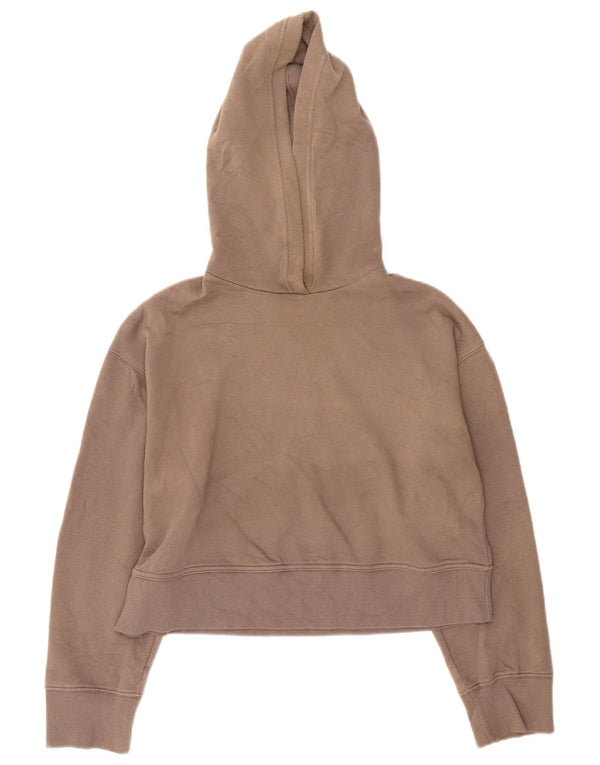 Zara Womens Crop Oversized Hoodie Jumper UK 10 Small Grey Cotton