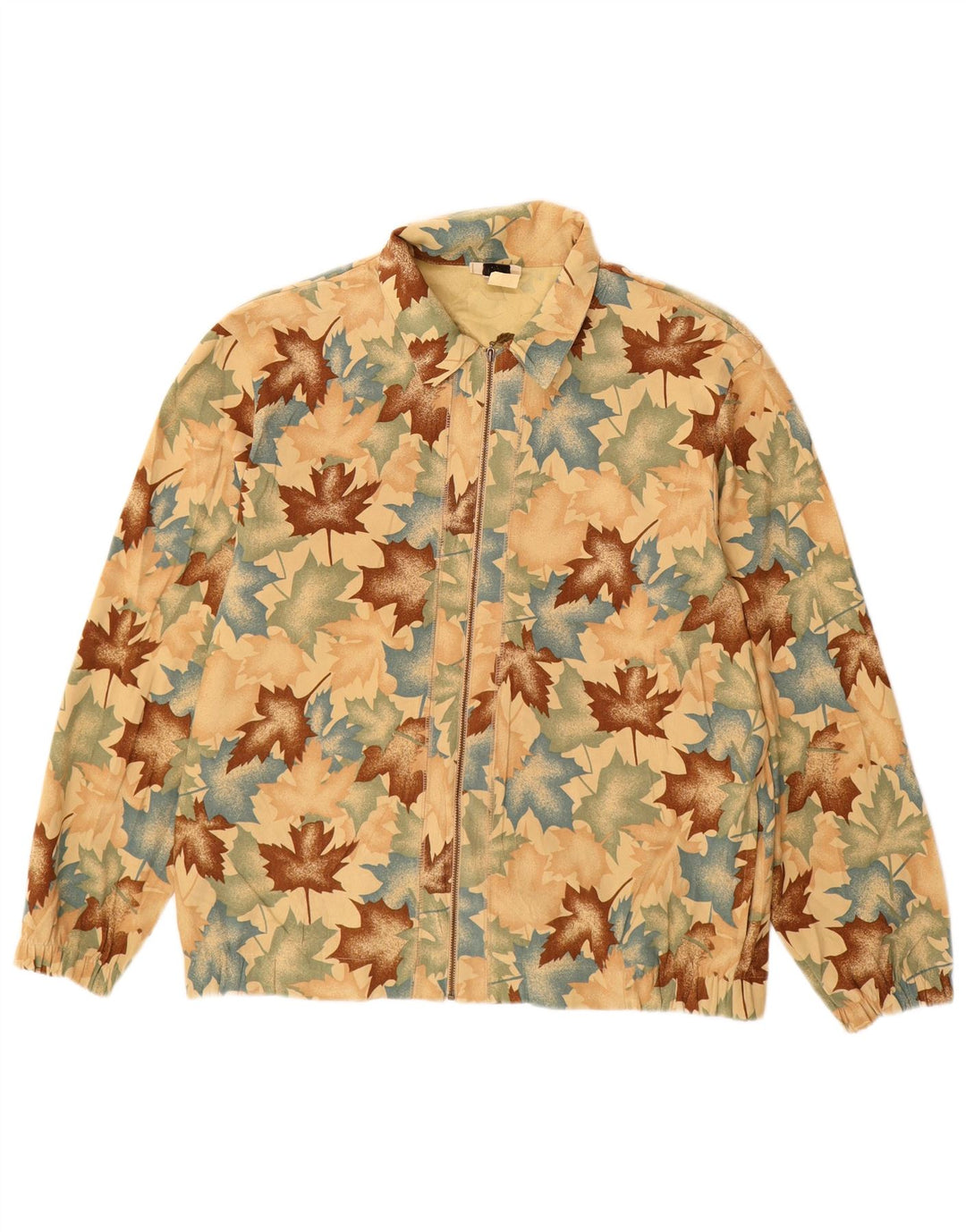 Vintage Γυναικείο Bomber Jacket UK 14 Medium Beige Floral Polyester
