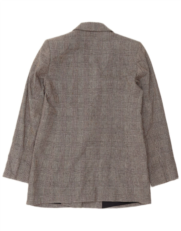 ZARA Γυναικείο σακάκι με διπλό στήθος UK 14 Medium Grey Houndstooth