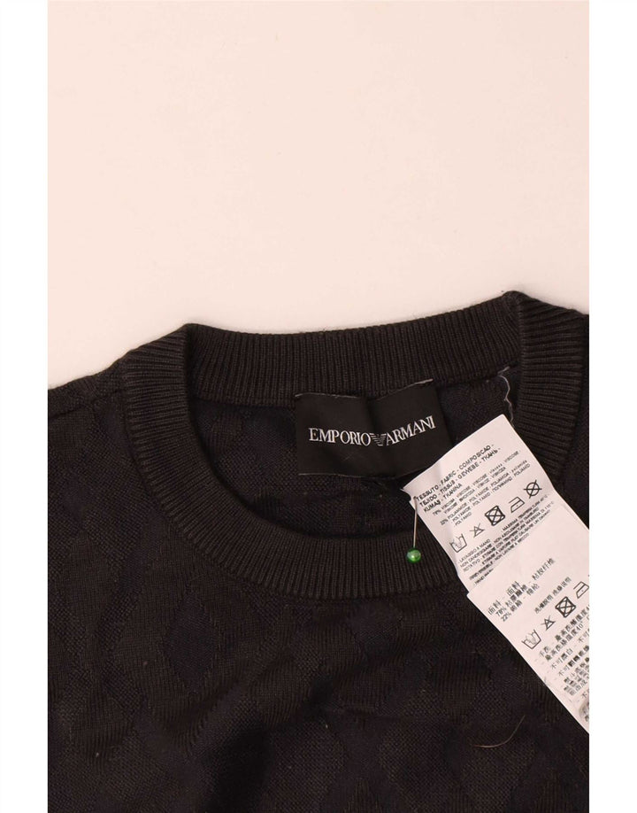 Emporio Armani Ανδρικό πουλόβερ με λαιμόκοψη με μεσαίο γκρι βισκόζη