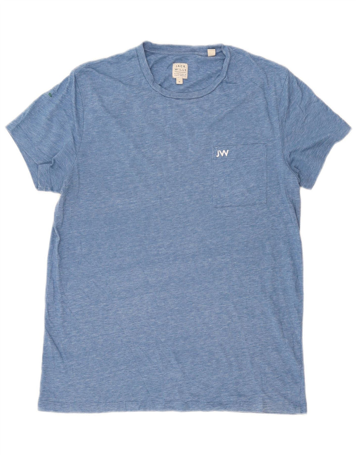 Ανδρικό T-Shirt Jack Wills Top Βαμβακερό μεσαίο μπλε φλοκωμένο