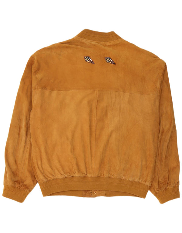 Vintage Ανδρικό Suede Bomber Jacket IT 58 4XL Καφέ Δερμάτινο