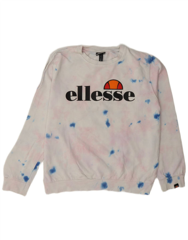 Γυναικείο γραφικό φούτερ Ellesse Jumper UK 12 μεσαία λευκή βαμβακερή βαφή