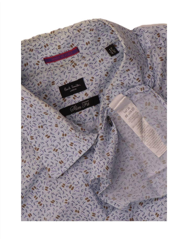 Paul Smith Ανδρικό Abstract Pattern Slim Fit Shirt Μέγεθος 43 17 Medium Blue