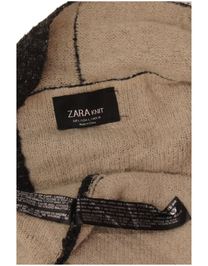 Zara Γυναικείο Ανοιχτό Ζακέτα UK 16 Μεγάλο Μαύρο Ακρυλικό