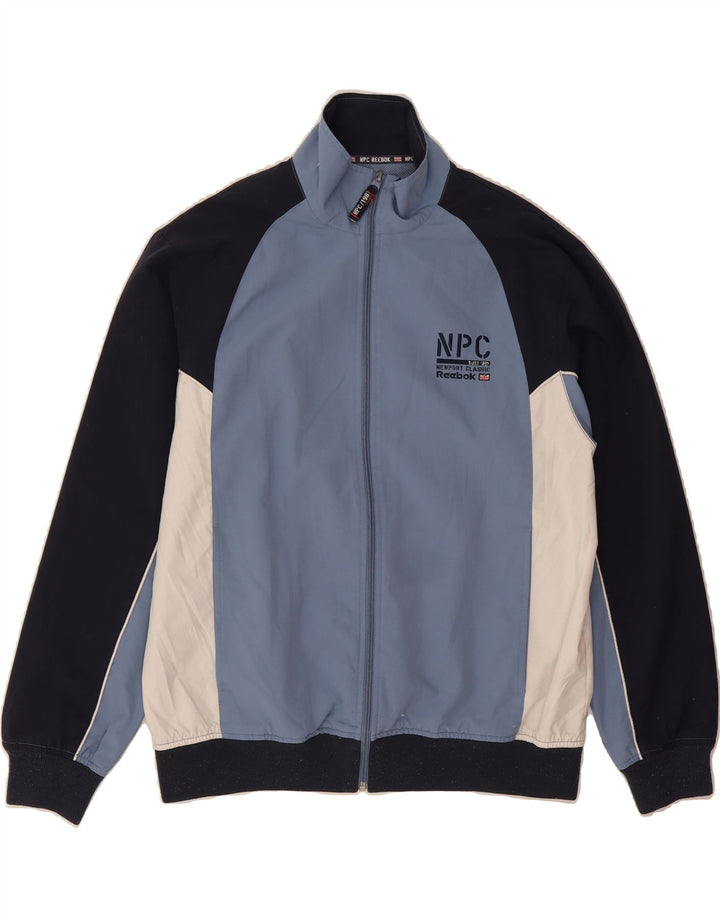REEBOK Mens Loose Fit Tracksuit Top Jacket XS Blue Colourblock Polyester Vintage Reebok and Second-Hand Reebok from Messina Hembry 