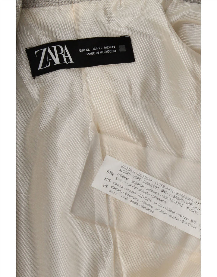 Zara Γυναικείο Μπουφάν Blazer με διπλό στήθος Crop UK 18 XL Grey Polyester