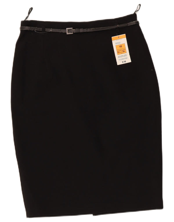 Marks & Spencer Γυναικεία Pencil Φούστα UK 10 Small W28 Black Polyester
