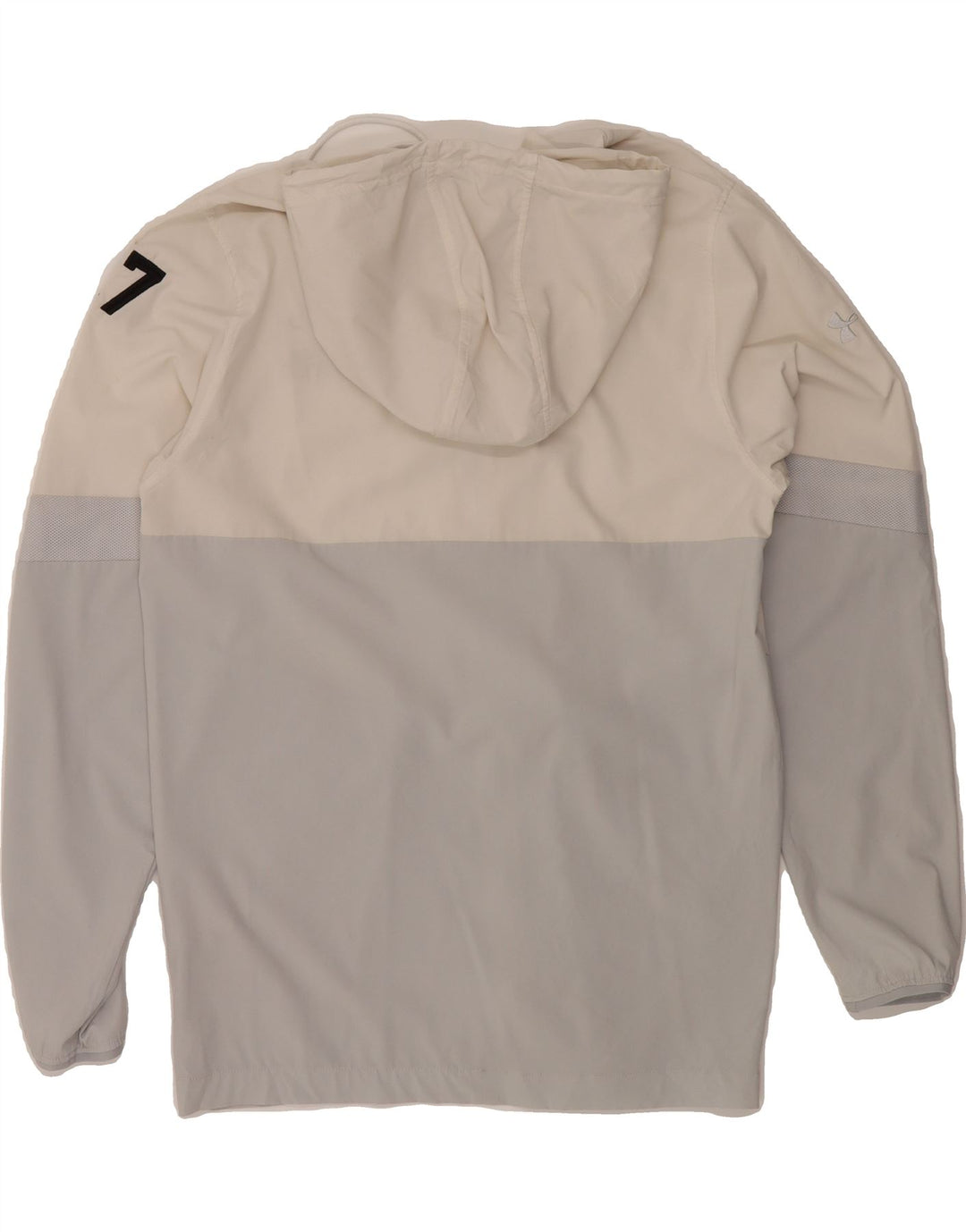 UNDER ARMOUR Mens Hooded Tracksuit Top Jacket Small Off White Colourblock Vintage Under Armour and Second-Hand Under Armour from Messina Hembry 