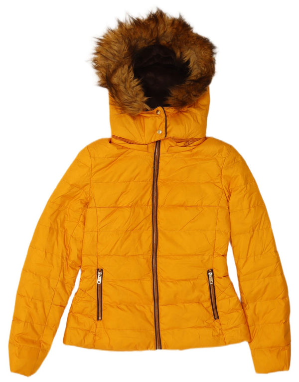 Zara Γυναικείο μπουφάν με κουκούλα UK 10 Small Yellow Polyester