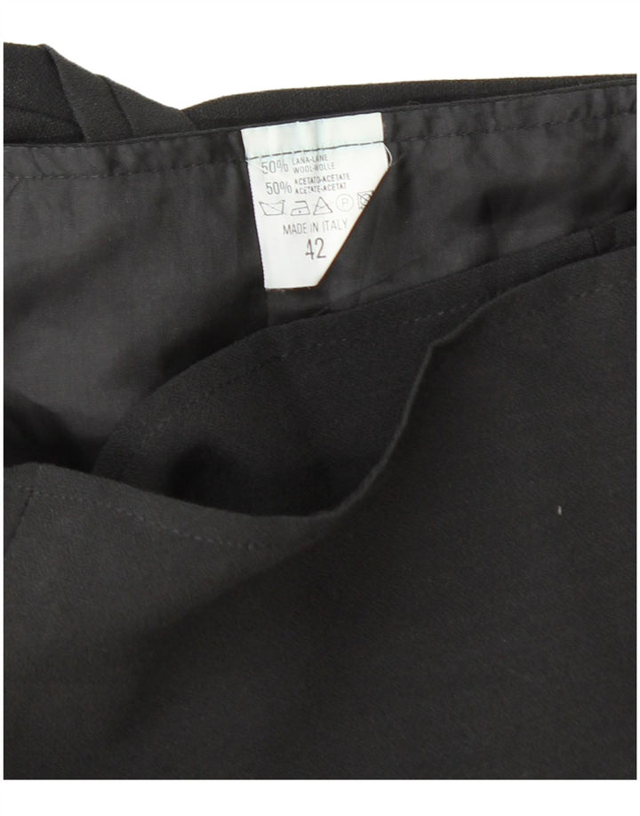 Γυναικεία Mini Wrap Φούστα VINTAGE IT 42 Medium W26 Black Wool