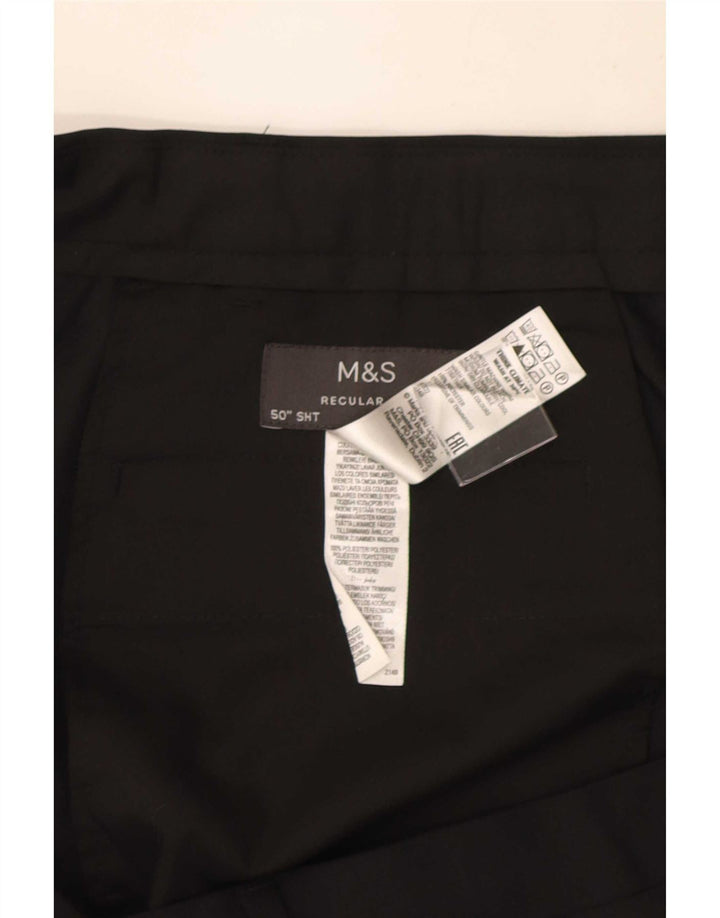 Marks & Spencer Ανδρικό παντελόνι Chino με κανονική εφαρμογή W50 L29 μαύρο πολυεστέρα